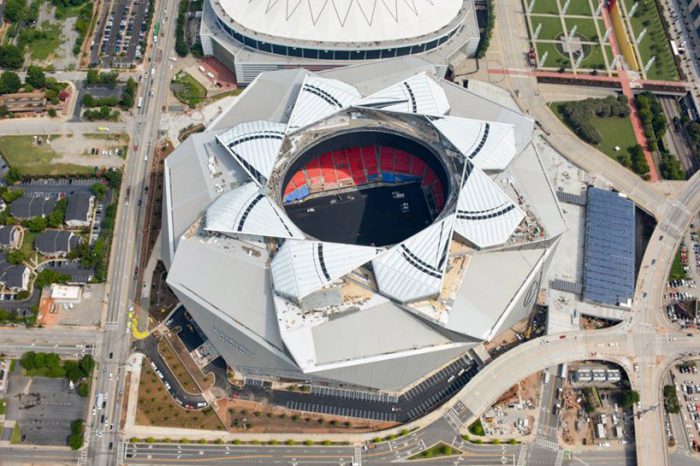 Mercedes-Benz Stadium retractable roof stadium in Atlanta, Georgia